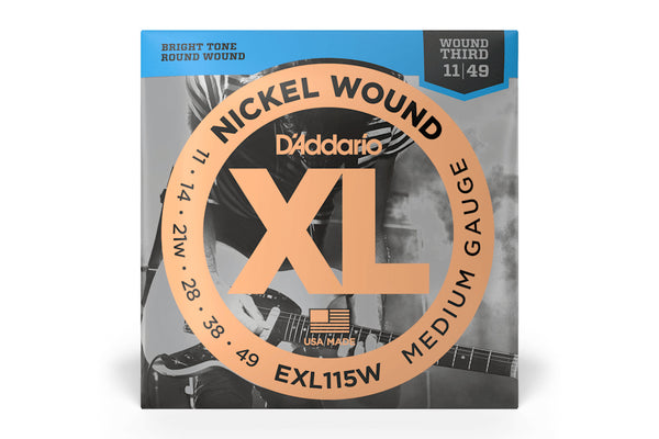 สายกีต้าร์ไฟฟ้า D'Addario EXL115W Medium Wound 3rd Strings