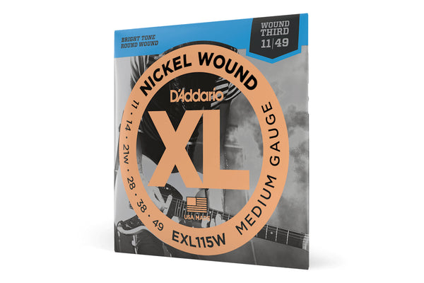 สายกีต้าร์ไฟฟ้า D'Addario EXL115W Medium Wound 3rd Strings