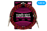 Ernie Ball 10 Feet Braided Straight / Angle Instrument Cable Red Black