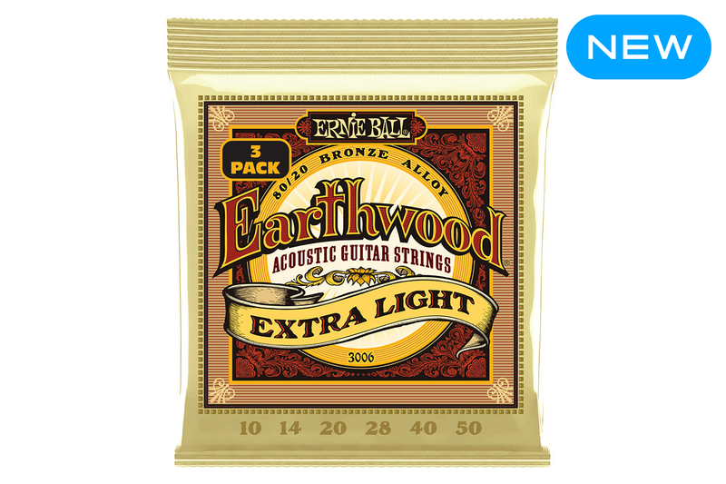 Ernie Ball Earthwood Extra Light 80/20 Bronze Acoustic Guitar Strings 3 Pack - 10-50 Gauge