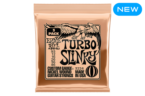 Ernie Ball Turbo Slinky Nickel Wound Electric Guitar Strings 3 Pack - 9.5-46 Gauge