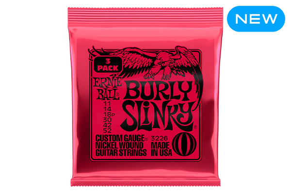 Ernie Ball Burly Slinky Nickel Wound Electric Guitar Strings 3 Pack - 11-52 Gauge