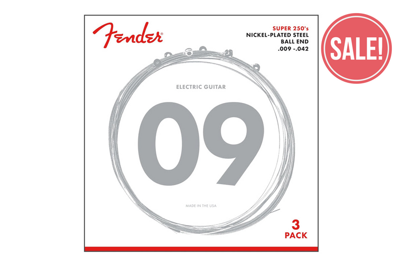 สายกีต้าร์ไฟฟ้า FENDER 3-PACK SUPER 250'S NICKEL-PLATED STEEL STRINGS (3 ชุด)