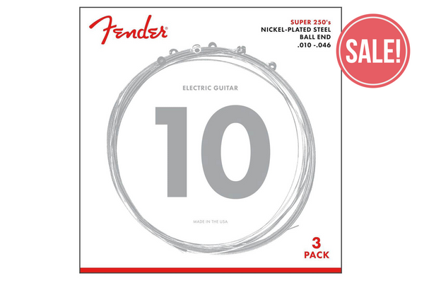 สายกีต้าร์ไฟฟ้า FENDER 3-PACK SUPER 250'S NICKEL-PLATED STEEL STRINGS (3 ชุด)