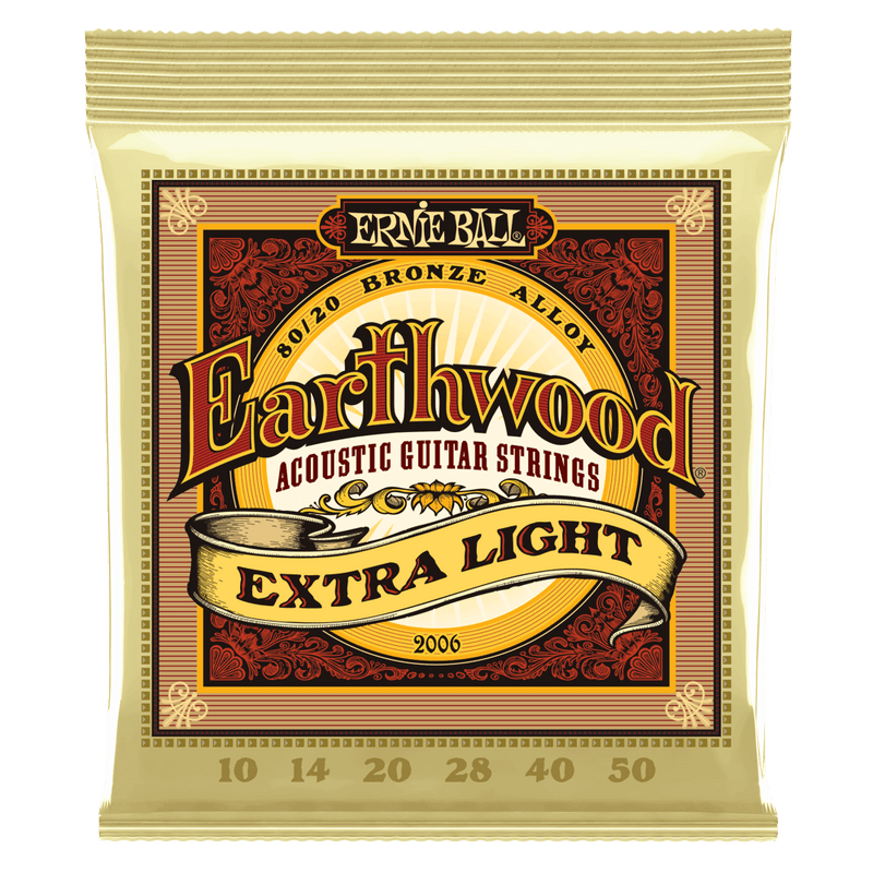 สายกีต้าร์โปร่ง Ernie Ball EARTHWOOD EXTRA LIGHT 80/20 BRONZE ACOUSTIC GUITAR STRINGS 10-50