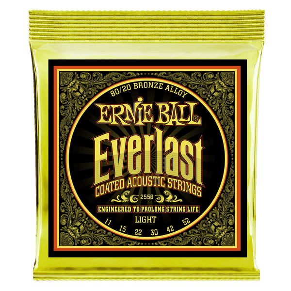 สายกีต้าร์โปร่ง Ernie Ball EVERLAST LIGHT COATED 80/20 BRONZE ACOUSTIC GUITAR STRINGS 11-52
