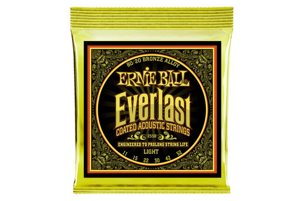 สายกีต้าร์โปร่ง Ernie Ball EVERLAST LIGHT COATED 80/20 BRONZE ACOUSTIC GUITAR STRINGS 11-52