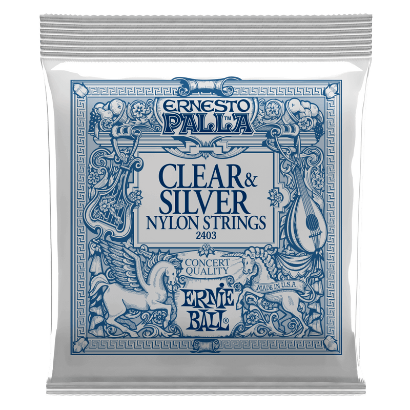 สายกีต้าร์คลาสสิค Ernie Ball ERNESTO PALLA CLEAR & SILVER NYLON CLASSICAL GUITAR STRINGS