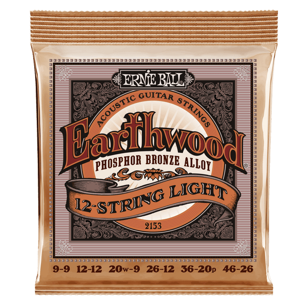 สายกีต้าร์โปร่ง Ernie Ball EARTHWOOD 12-STRING LIGHT PHOSPHOR BRONZE ACOUSTIC GUITAR STRINGS 9-46