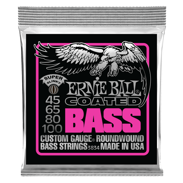 สายเบส Ernie Ball SUPER SLINKY COATED ELECTRIC BASS STRINGS 45-100