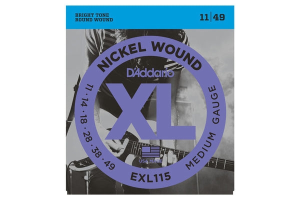 สายกีต้าร์ไฟฟ้า Daddario EXL115 Nickel Wound, Medium/Blues-Jazz Rock, 11-49