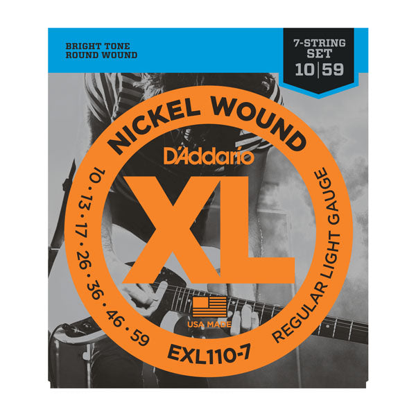 สายกีต้าร์ไฟฟ้า Daddario EXL110-7 Nickel Wound, 7-String, Regular Light, 10-59