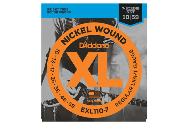 สายกีต้าร์ไฟฟ้า Daddario EXL110-7 Nickel Wound, 7-String, Regular Light, 10-59