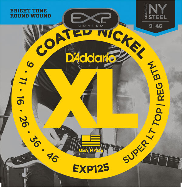 สายกีต้าร์ไฟฟ้า Daddario EXP125 Coated Nickel Wound, Super Light Top/Regular Bottom, 9-46