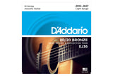 สายกีต้าร์โปร่ง Daddario EJ36 80/20 12-String Bronze Acoustic Guitar Strings, Light, 10-47