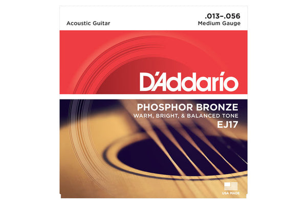 สายกีต้าร์โปร่ง Daddario EJ17 Phosphor Bronze, Medium, 13-56