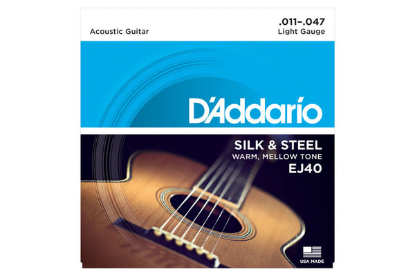 สายกีต้าร์โปร่ง Daddario EJ40 Silk & Steel Folk, 11-47