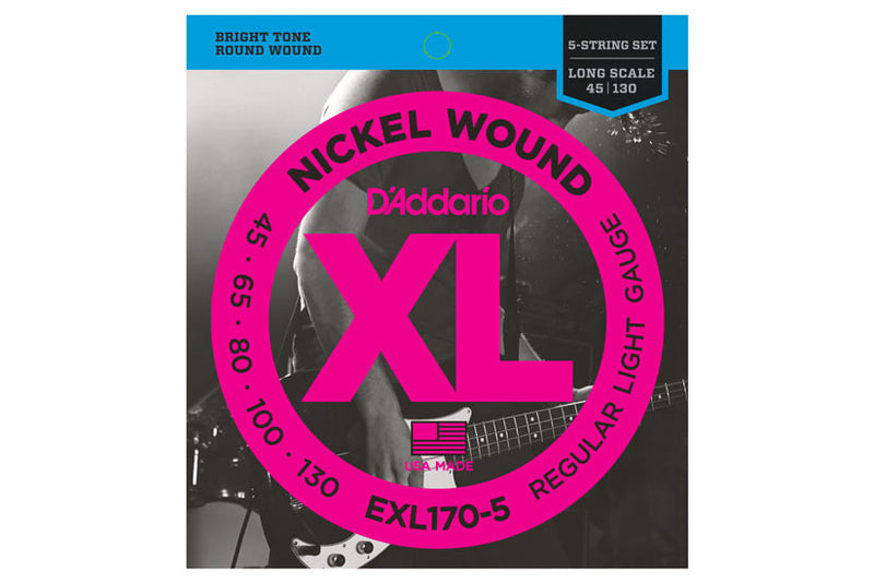 สายเบส Daddario EXL170-5 Nickel Wound 5-String Bass, Light, 45-130, Long Scale