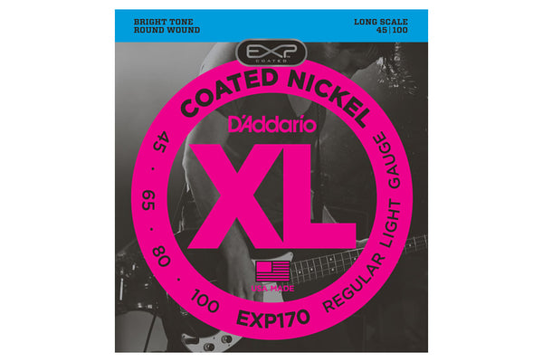 สายเบส Daddario EXP170 Coated Nickel Wound Bass, Light, 45-100, Long Scale
