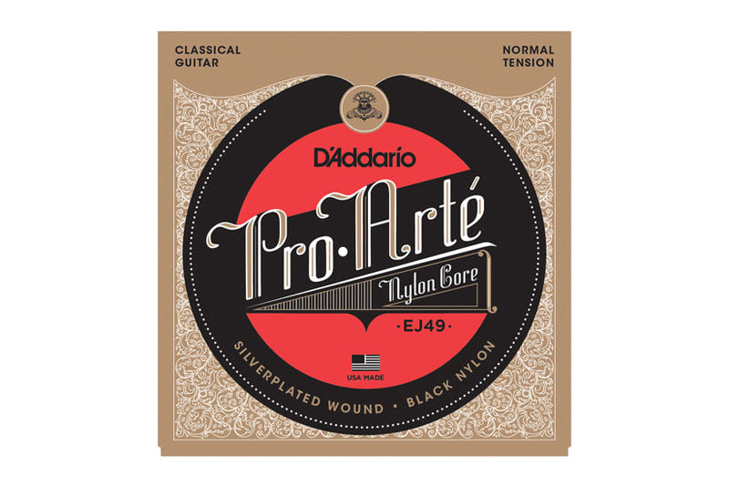 สายกีต้าร์คลาสสิค Daddario EJ49 Pro-Arté Black Nylon, Normal Tension