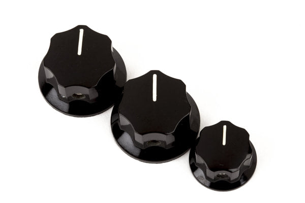 ฝาครอบวอลลุ่มเบส Fender JAZZ BASS KNOBS, BLACK (2 LARGE, 1 SMALL) (SET OF 3)