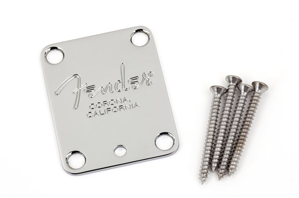 เพลทยึดคอกีต้าร์ไฟฟ้า FENDER 4-BOLT AMERICAN SERIES GUITAR NECK PLATE WITH "FENDER CORONA" STAMP