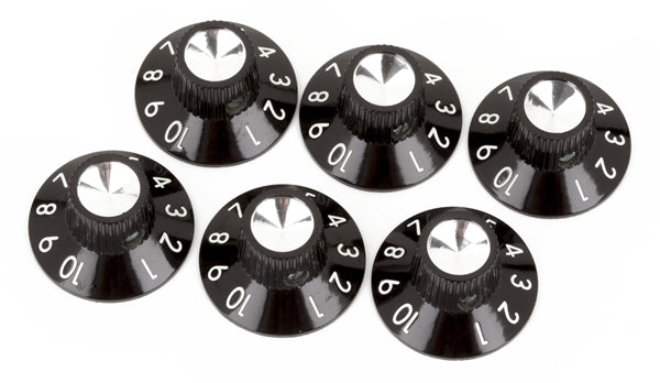 ปุ่มฝาครอบวอลลุ่มแอมป์ FENDER PURE VINTAGE BLACK-SILVER SKIRTED AMPLIFIER KNOBS