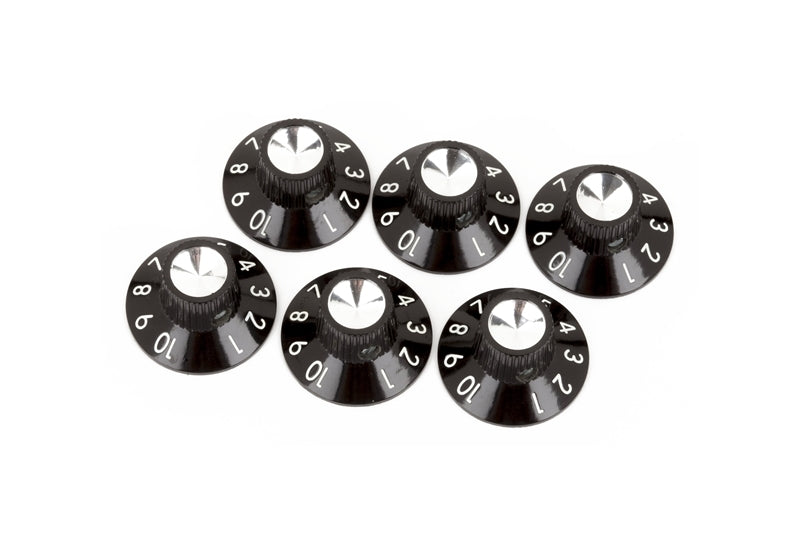 ปุ่มฝาครอบวอลลุ่มแอมป์ FENDER PURE VINTAGE BLACK-SILVER SKIRTED AMPLIFIER KNOBS