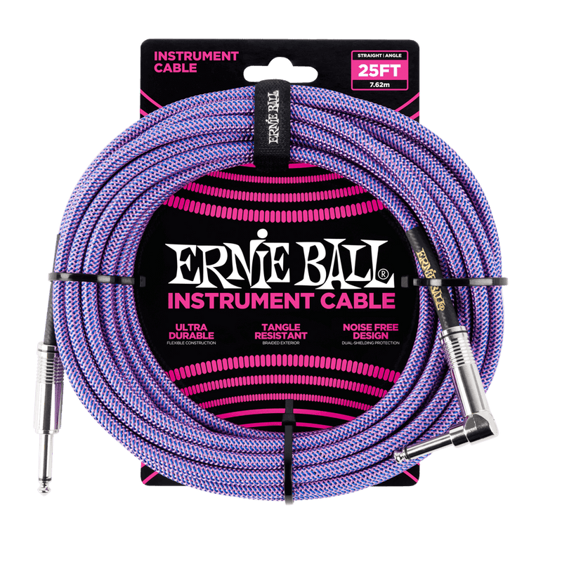 สายแจ็คกีต้าร์ Ernie Ball 25 Feet Straight / Angle Braided Instrument Cables