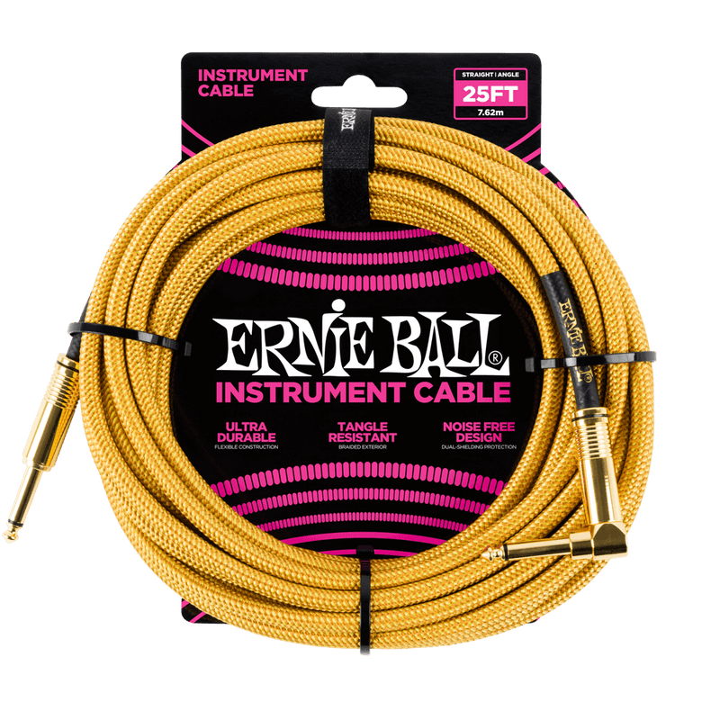 สายแจ็คกีต้าร์ Ernie Ball 25 Feet Straight / Angle Braided Instrument Cables
