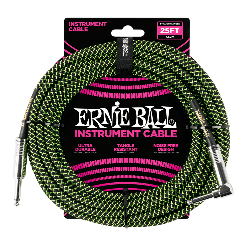 สายแจ็คกีต้าร์ Ernie Ball 25 Feet Straight / Angle Braided Instrument Cables