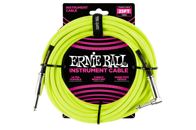 สายแจ็คกีต้าร์ Ernie Ball 25 Feet Straight / Angle Braided Instrument Cables