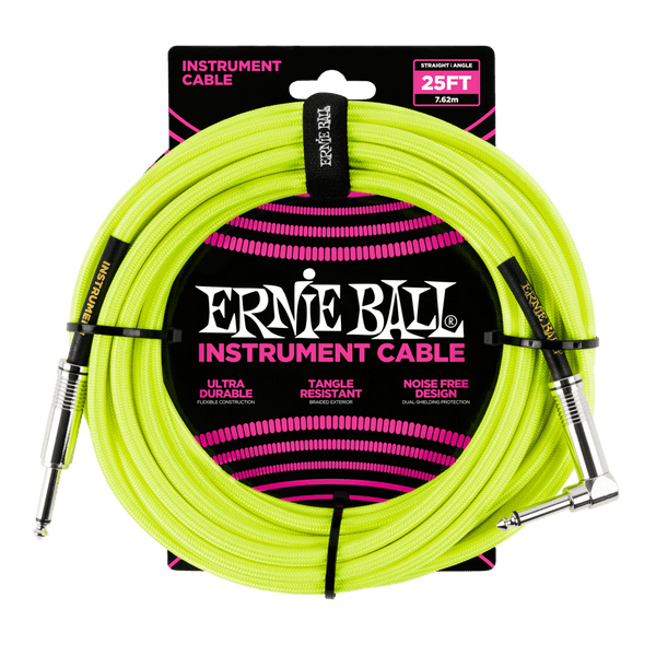 สายแจ็คกีต้าร์ Ernie Ball 25 Feet Straight / Angle Braided Instrument Cables