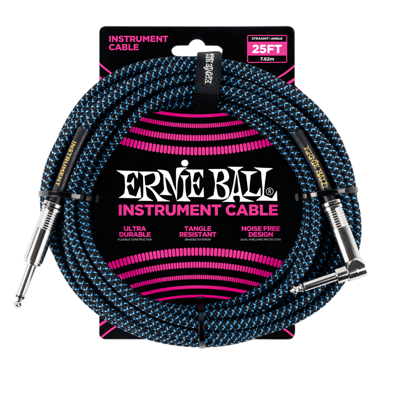 สายแจ็คกีต้าร์ Ernie Ball 25 Feet Straight / Angle Braided Instrument Cables