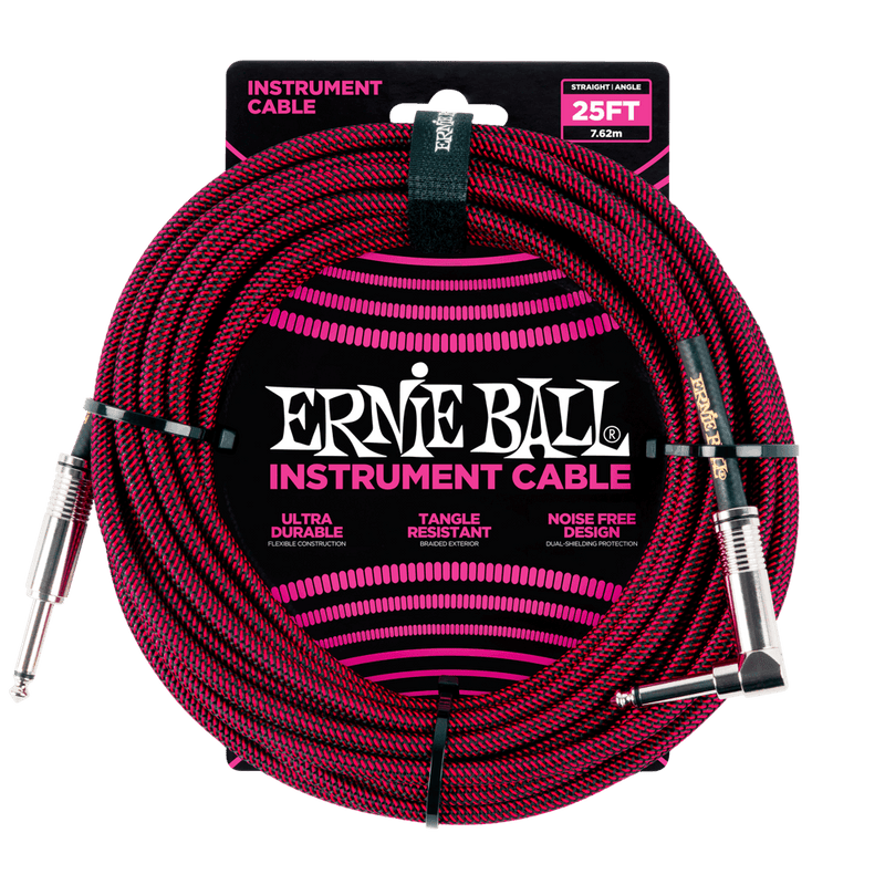 สายแจ็คกีต้าร์ Ernie Ball 25 Feet Straight / Angle Braided Instrument Cables