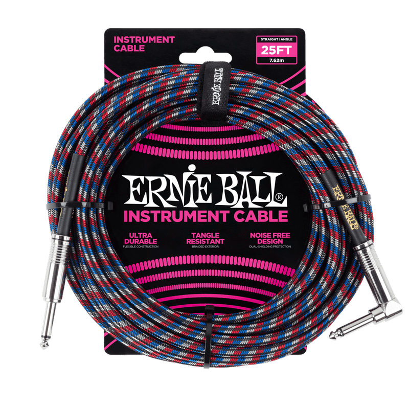 สายแจ็คกีต้าร์ Ernie Ball 25 Feet Straight / Angle Braided Instrument Cables