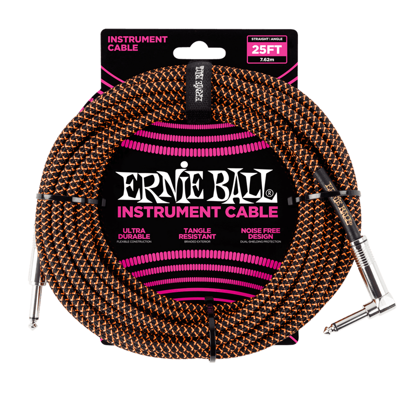 สายแจ็คกีต้าร์ Ernie Ball 25 Feet Straight / Angle Braided Instrument Cables