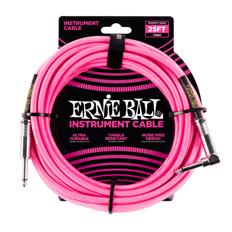 สายแจ็คกีต้าร์ Ernie Ball 25 Feet Straight / Angle Braided Instrument Cables