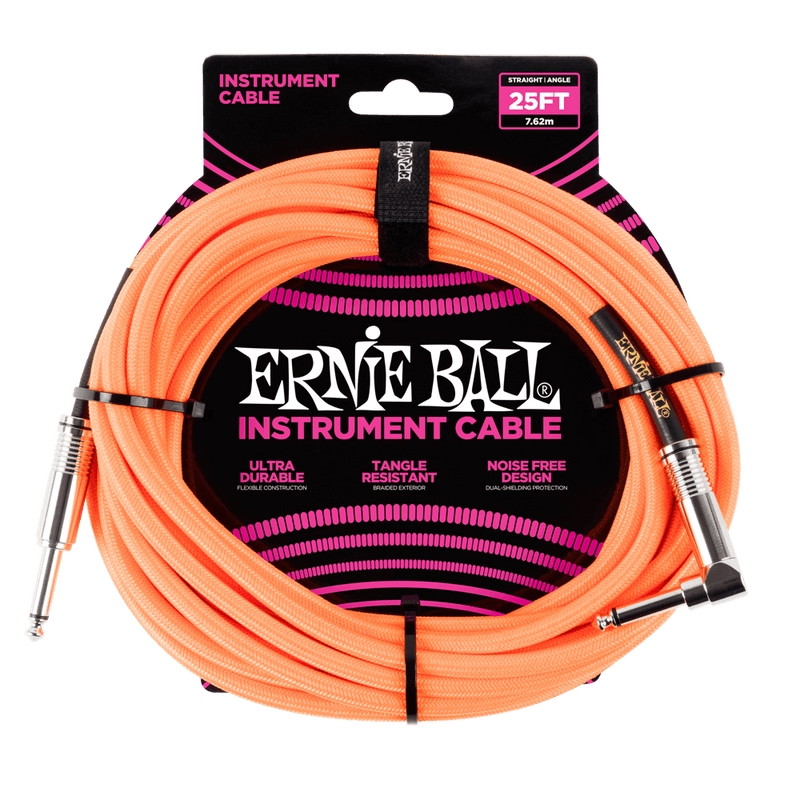 สายแจ็คกีต้าร์ Ernie Ball 25 Feet Straight / Angle Braided Instrument Cables