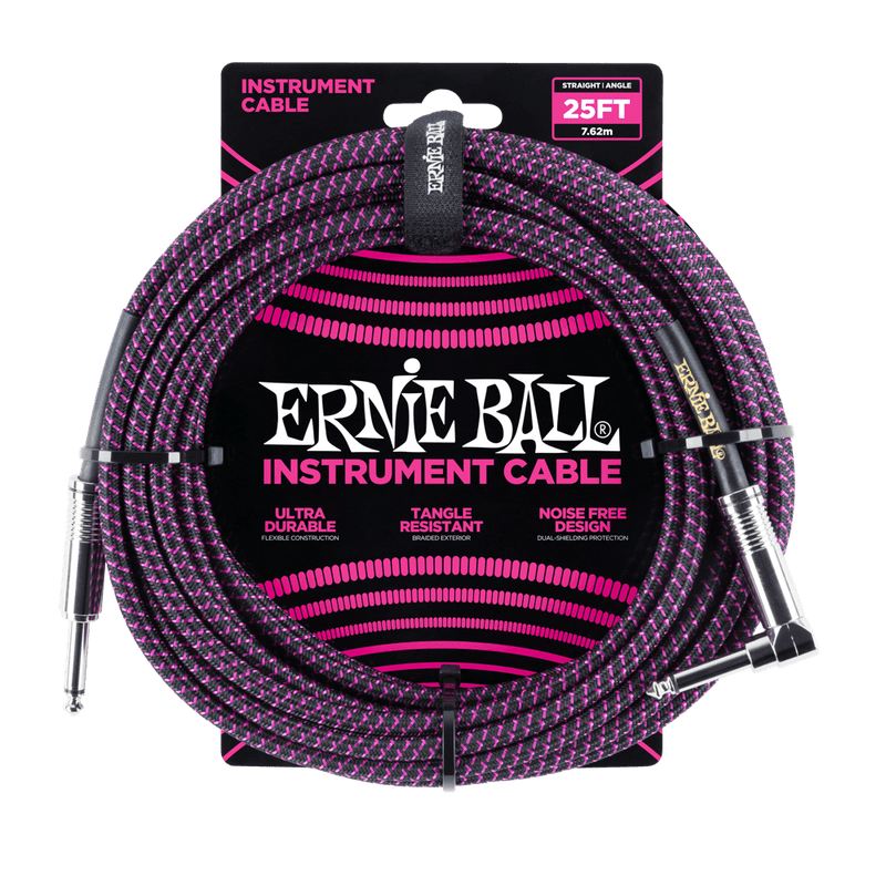 สายแจ็คกีต้าร์ Ernie Ball 25 Feet Straight / Angle Braided Instrument Cables