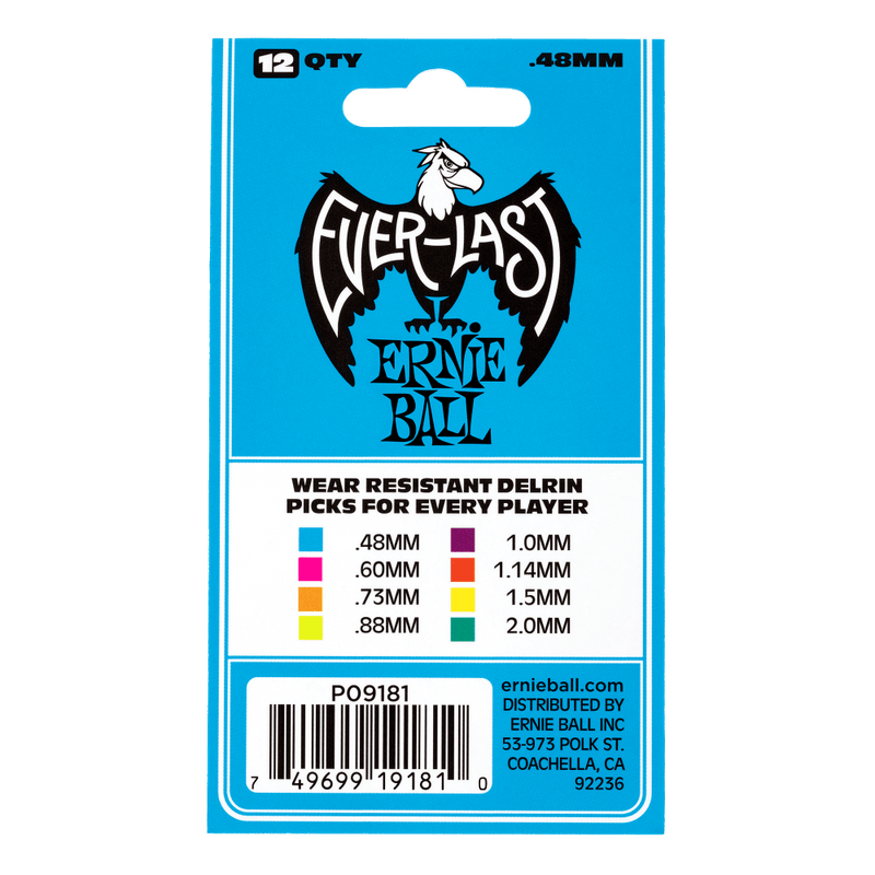 ปิ๊กกีต้าร์ Ernie Ball Everlast Picks (12 ตัว)