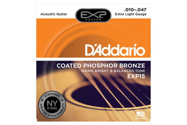 สายกีต้าร์โปร่ง DADDARIO EXP15 COATED ACOUSTIC EXP PHOS BRZ X-LITE 10-47