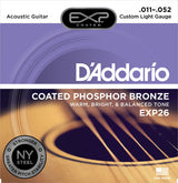 สายกีต้าร์โปร่ง DADDARIO EXP26 COATED PHOSPHOR BRONZE ACOUSTIC GUITAR, CUSTOM LIGHT, 11-52