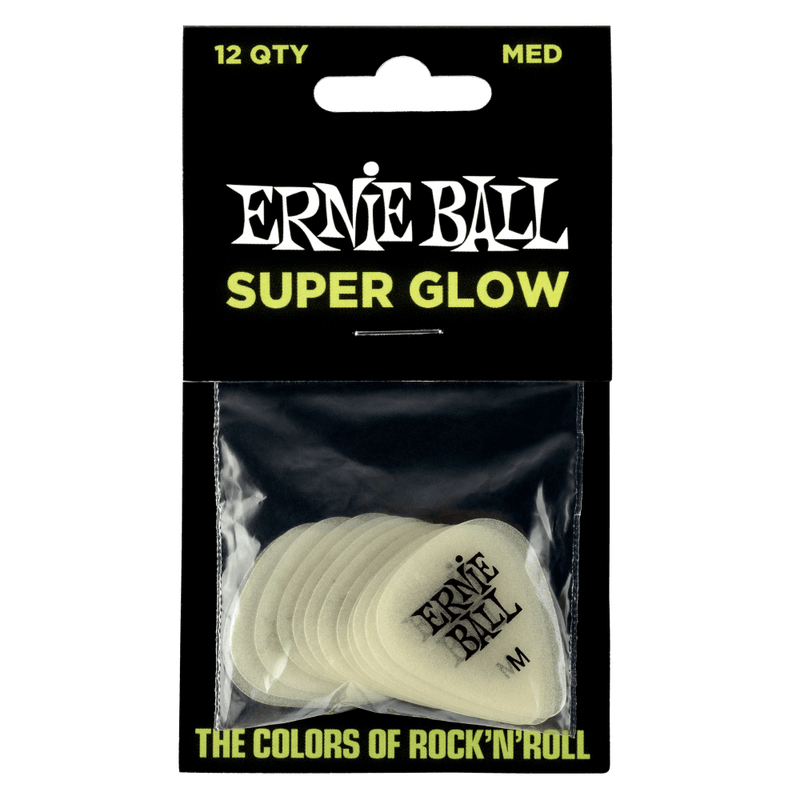 ปิ๊กกีต้าร์ Ernie Ball Super Glow Cellulose Picks (12 ตัว)