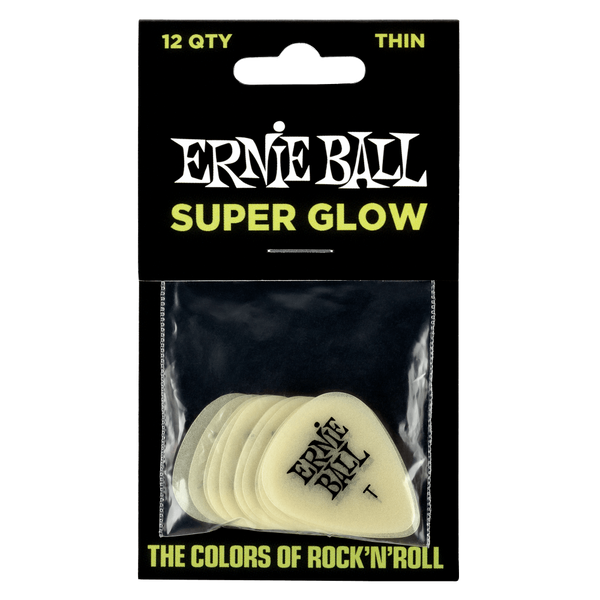 ปิ๊กกีต้าร์ Ernie Ball Super Glow Cellulose Picks (12 ตัว)