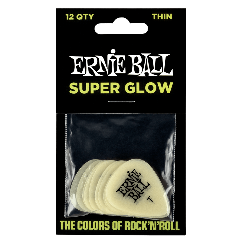 ปิ๊กกีต้าร์ Ernie Ball Super Glow Cellulose Picks (12 ตัว)