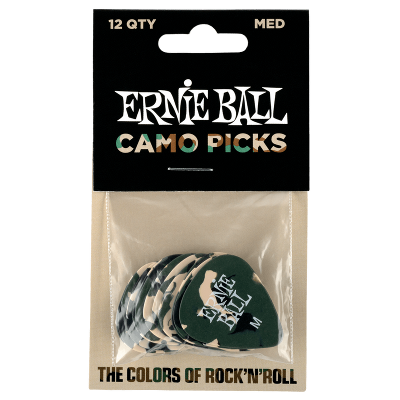 ปิ๊กกีต้าร์ Ernie Ball Camouflage Cellulose Picks (12 ตัว)