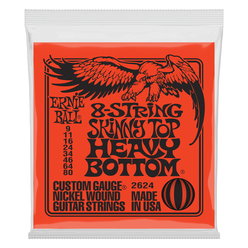 สายกีต้าร์ไฟฟ้า ERNIE BALL SKINNY TOP HEAVY BOTTOM SLINKY 8-STRING ELECTRIC GUITAR STRINGS - 9-80 GAUGE