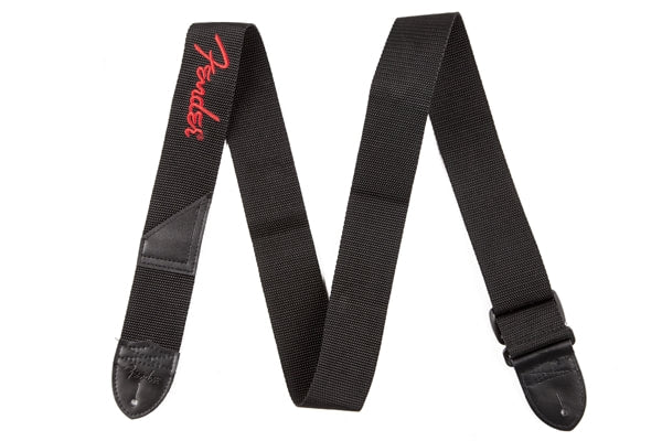 สายสะพายกีต้าร์ FENDER BLACK POLYESTER LOGO STRAPS