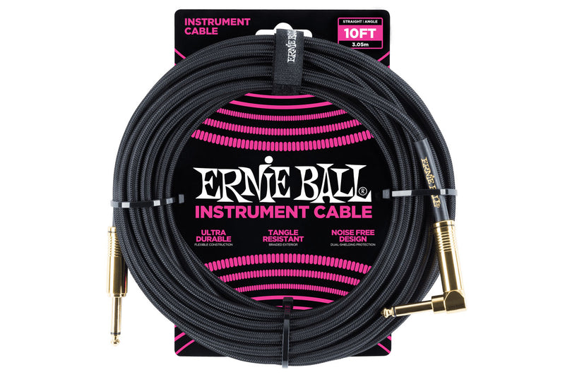 สายแจ็คกีต้าร์ Ernie Ball 10 Feet Braided Straight / Angle Instrument Cable